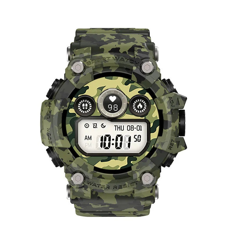 T6 Tactical Rugged Smart Watch in black or green with 1.3-inch screen and anti-sweat wristband.