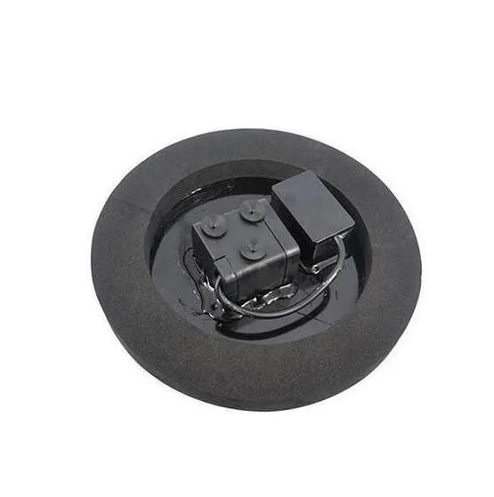 Black solar panel fountain pump with multiple nozzles for garden ponds and birdbaths.