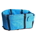 Outdoor cloth dog kennel shown in grey mesh, suitable for car and garden use across all four seasons.