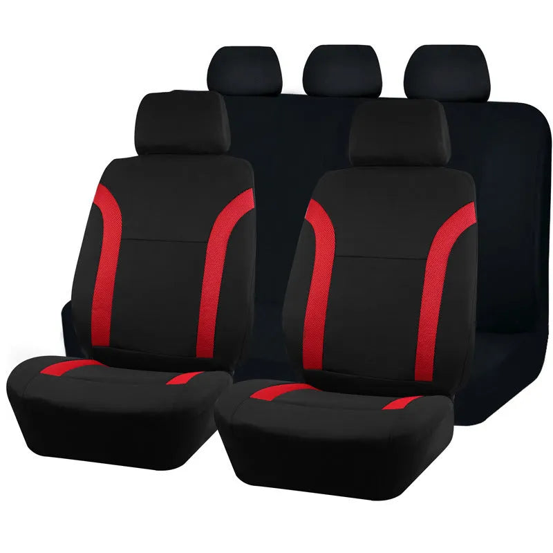 Polyester car seat cover with eyelet stitching in a choice of colours, showing sponge padding construction.