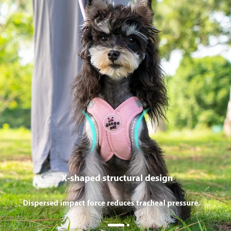 Adjustable polyester pet vest harness with hand holding rope in blue, green, pink or yellow colours
