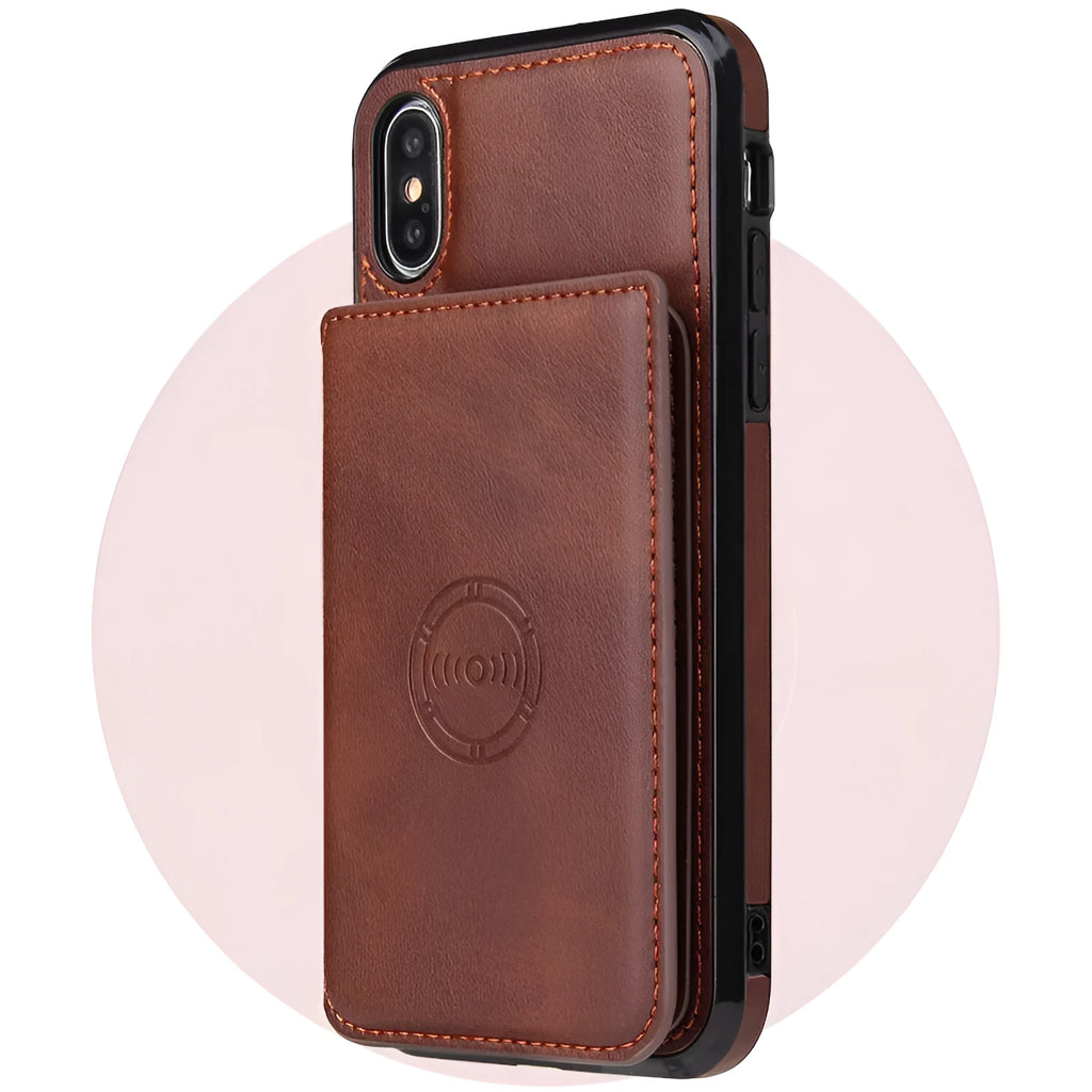 Imitation leather card wallet phone case for iPhone 11 in business-style solid colours