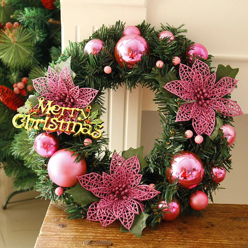 30cm multicolour plastic Christmas wreath decoration for doors or gardens
