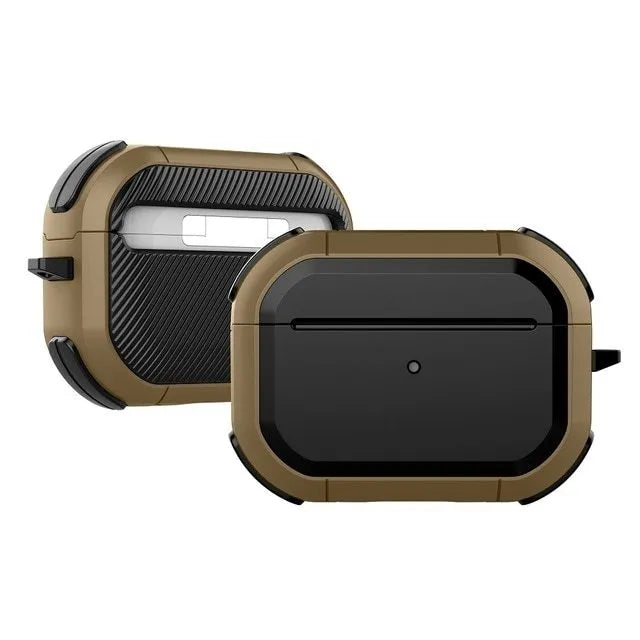TPU and PC protective shell for Apple AirPods in multiple colour options on a white background.