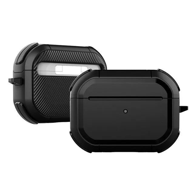 TPU and PC protective shell for Apple AirPods in multiple colour options on a white background.
