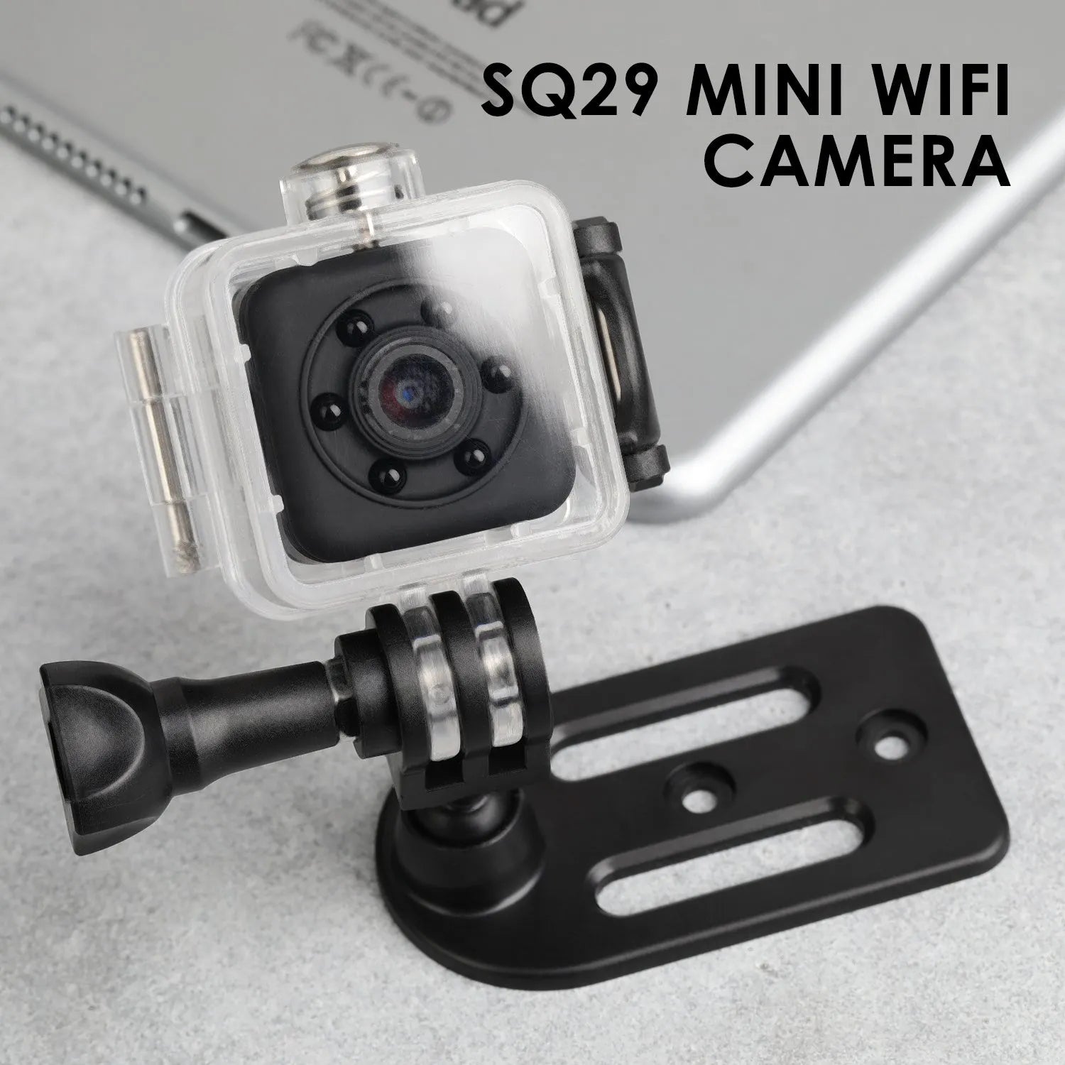 SQ29 black waterproof sports camera with microUSB port and TF card slot for outdoor recording