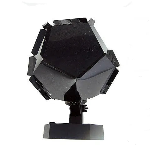 LED star projector showing 3D constellation projection on bedroom ceiling with remote control