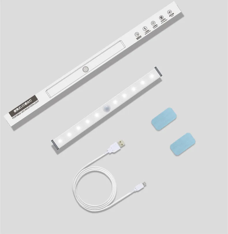 Aluminium USB rechargeable LED light with magnetic back for wardrobes in white or warm white.