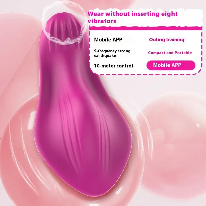 Rose red silicone wearable female vibrator with butterfly shape for app-controlled stimulation