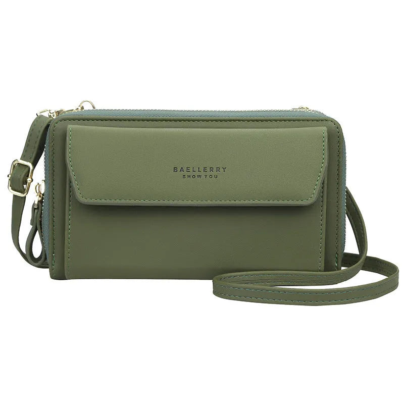Ladies long wallet double zipper bag in soft PU leather with large capacity design