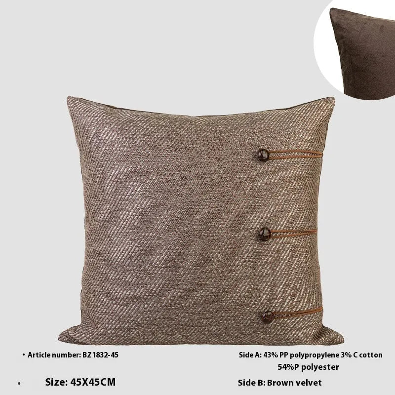 Chinese ancient style 45x45cm square pillow cushion with geometric pattern in Maillard colours
