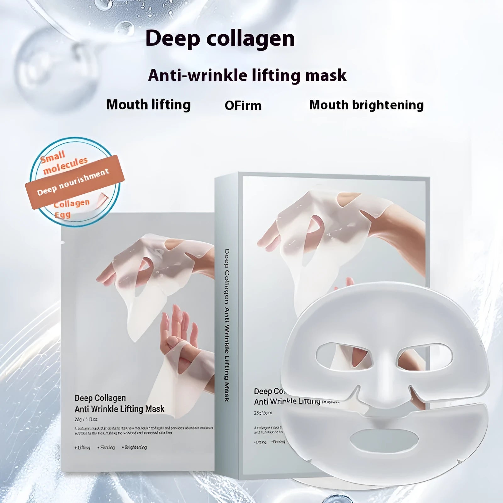 Collagen anti-wrinkle moisturising sheet mask with 28ml serum for facial treatment