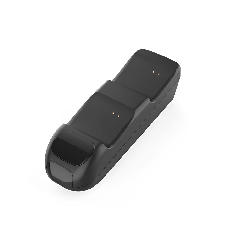 Black wireless charging dock for two Xbox Series X controllers with LED lights