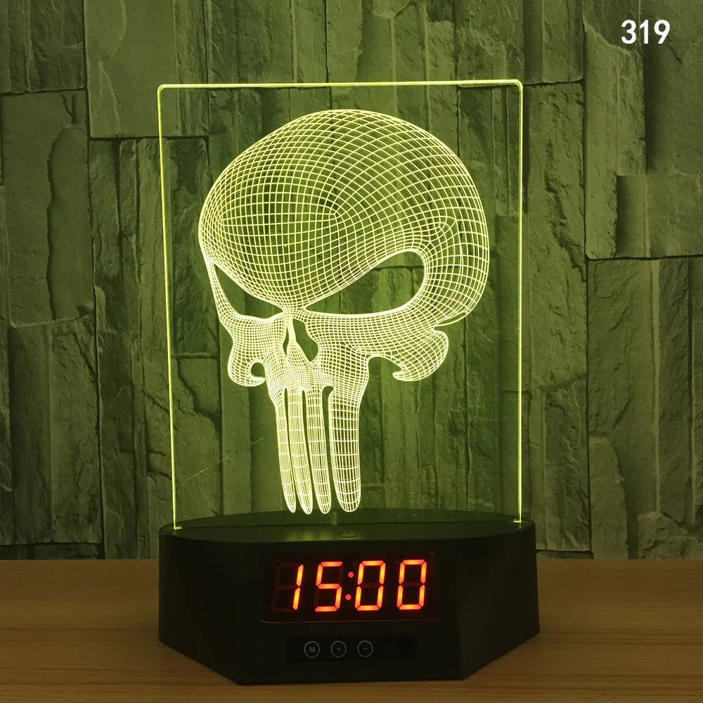 3D glowing dolphin shaped LED table lamp with remote control on a bedside table.