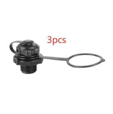 Set of three plastic rotating valve nozzle covers for inflatable product repair