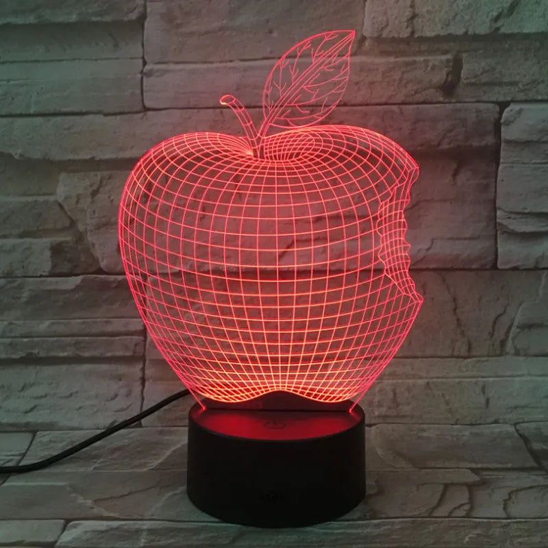 Colourful 3D fruit-shaped night light with acrylic shade and touch controls.