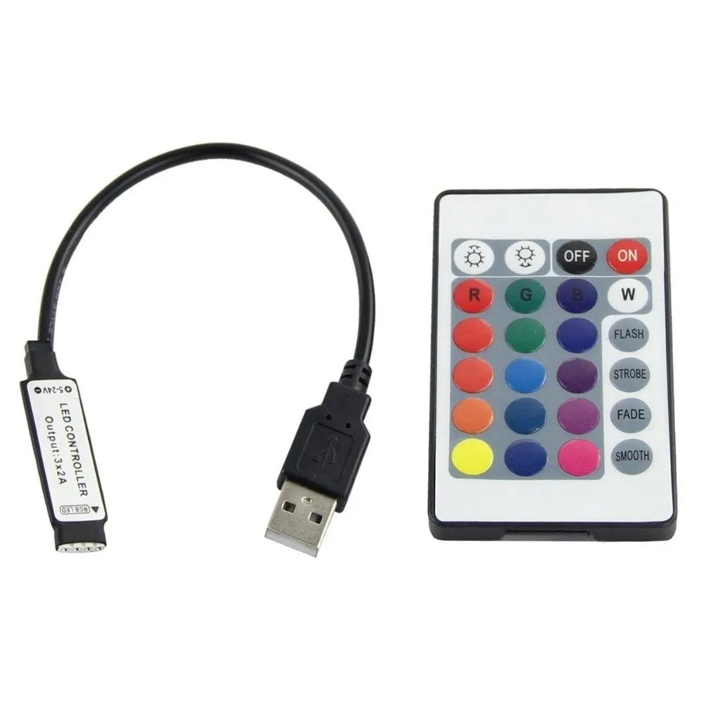 One-metre long flexible USB LED light strip with multiple colour options including white, blue, and red