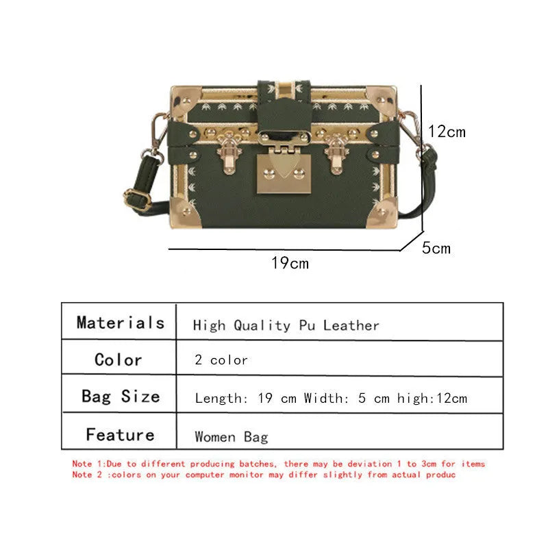 Black PU hard-sided women's shoulder bag with flap closure and decorative rivets