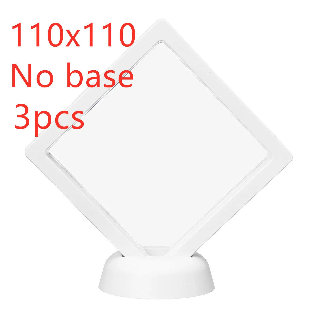 Black 3D floating display cabinet with ABS frame and transparent TPU film showing a medal inside