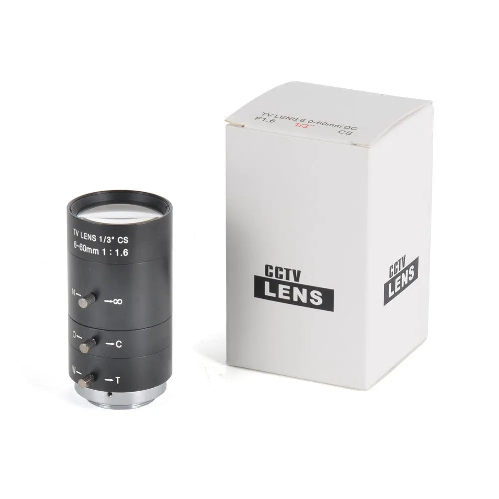 Black manual aperture 6-60mm CS mount camera lens for 1/3" sensor systems