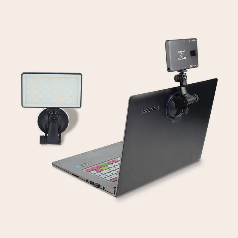 Black aluminium LED video conference light panel showing 96 small white LED beads.
