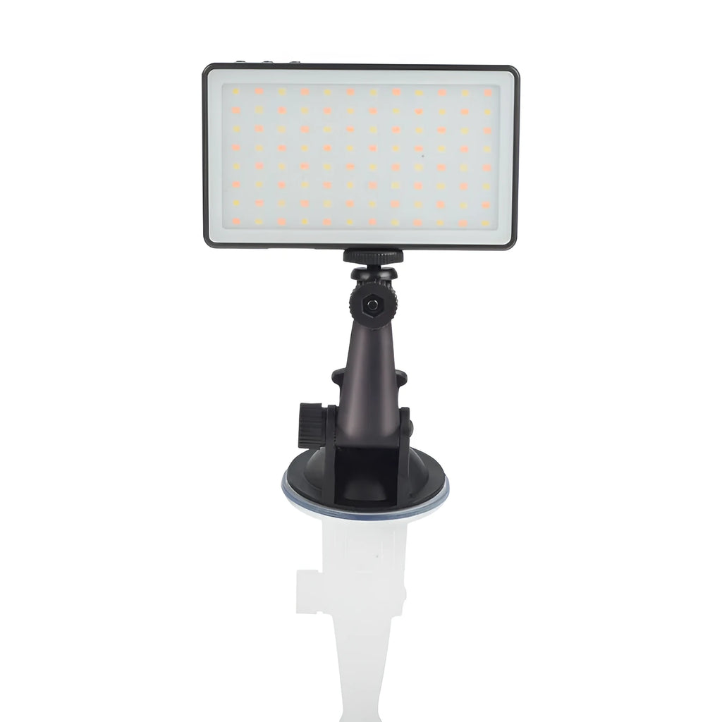 Black aluminium LED video conference light panel showing 96 small white LED beads.
