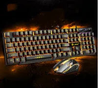 Limei GTX300 mechanical keyboard and mouse set with backlit keys on desktop
