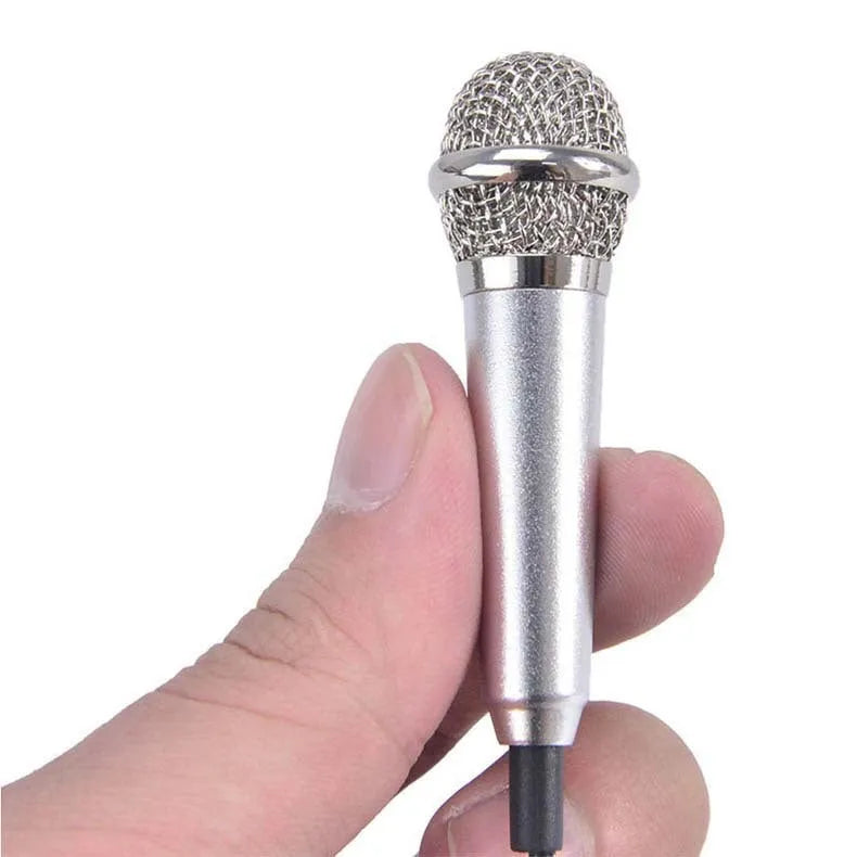 T3 mini condenser karaoke microphone with 3.5mm plug in blue, gold, red, or silver colour options.