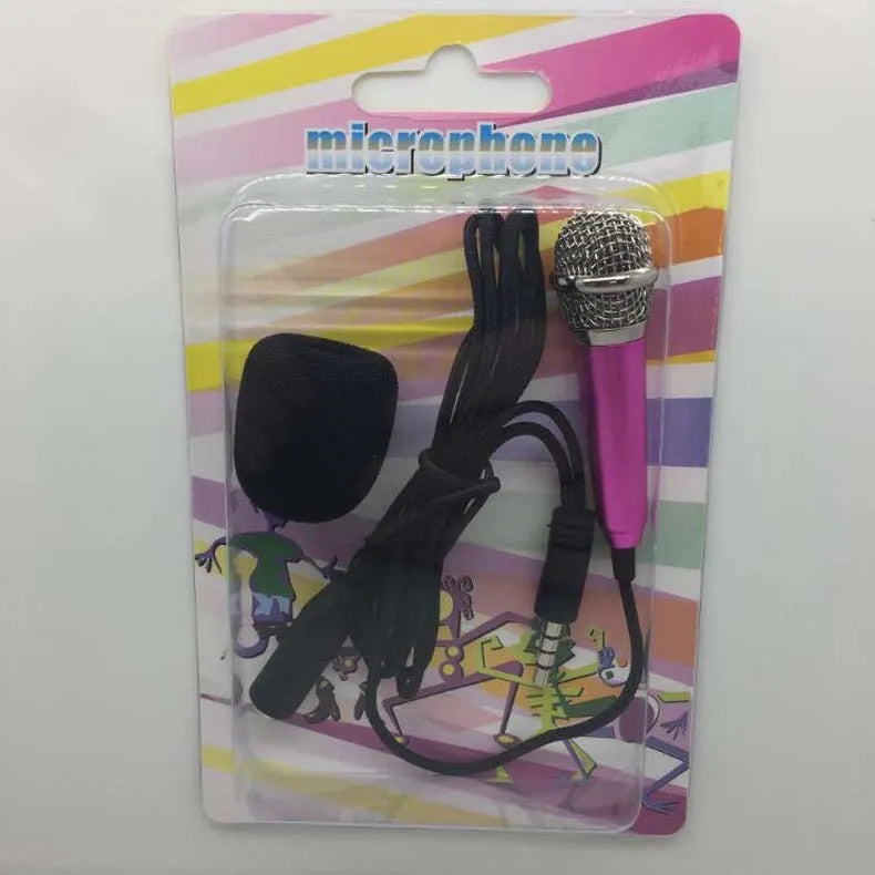 T3 mini condenser karaoke microphone with 3.5mm plug in blue, gold, red, or silver colour options.