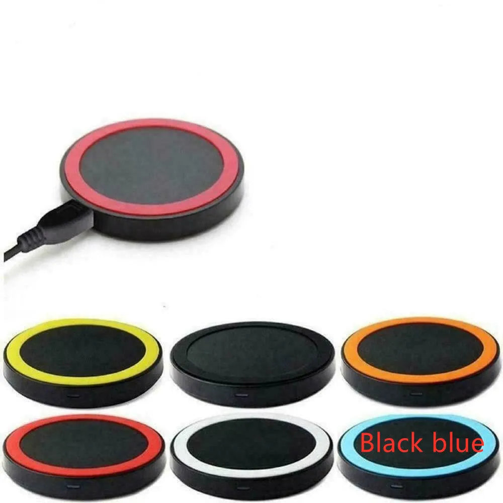 Square Qi wireless charging pad for mobile phones, shown in one of six colour options.