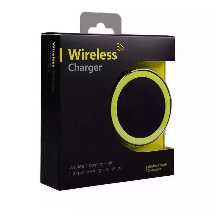 Square Qi wireless charging pad for mobile phones, shown in one of six colour options.