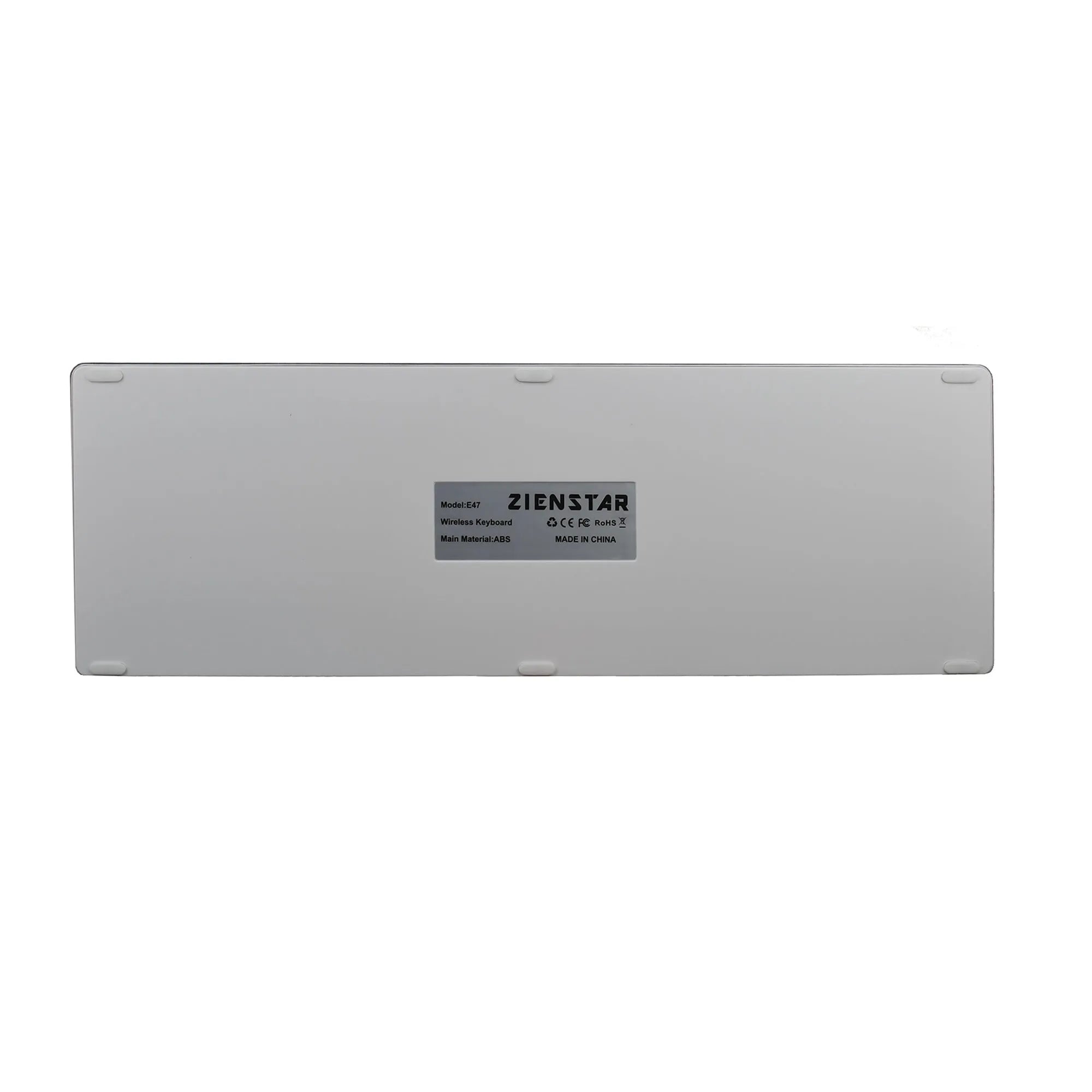 White universal Bluetooth keyboard for tablets and phones showing 104-key layout and ultra-thin 13mm aluminium design