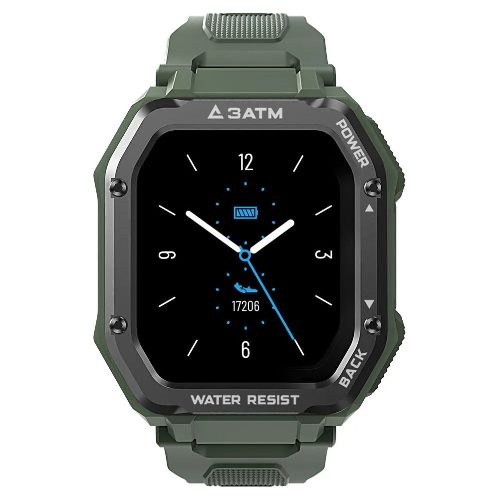 Rugged outdoor smart watch with 1.69-inch screen showing sports modes interface