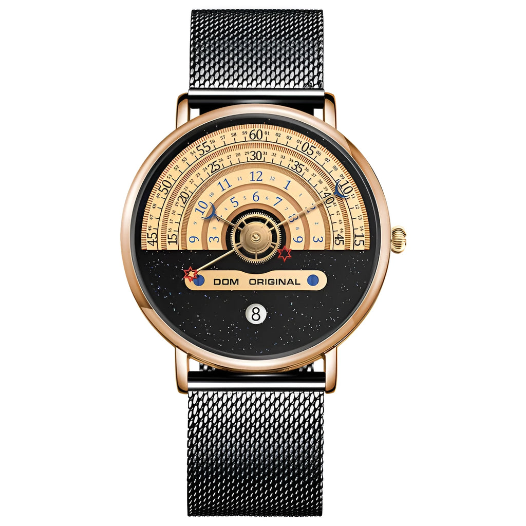 Men's gold and silver sports watch with 40mm round dial and stainless steel strap