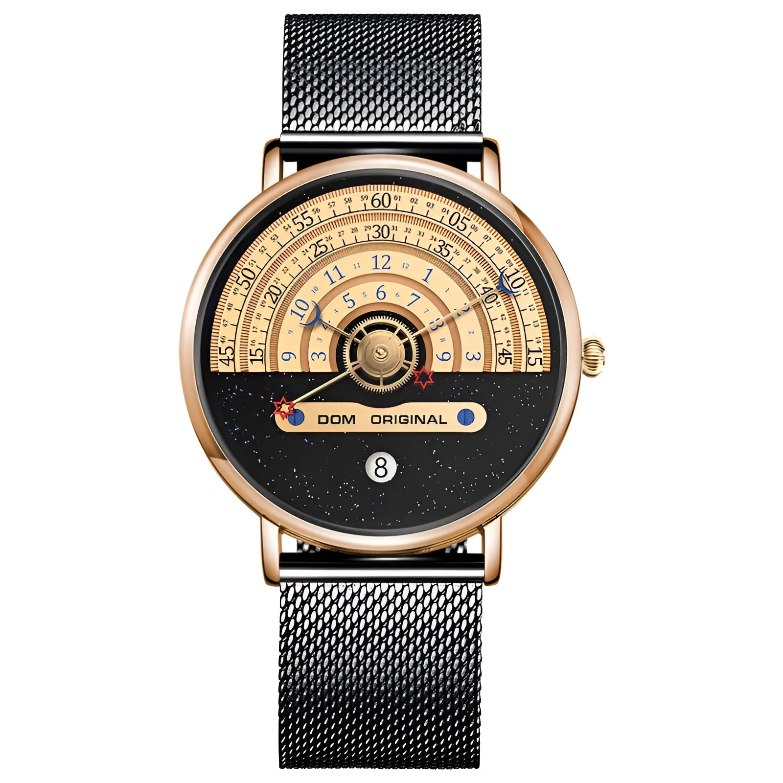 Men's gold and silver sports watch with 40mm round dial and stainless steel strap