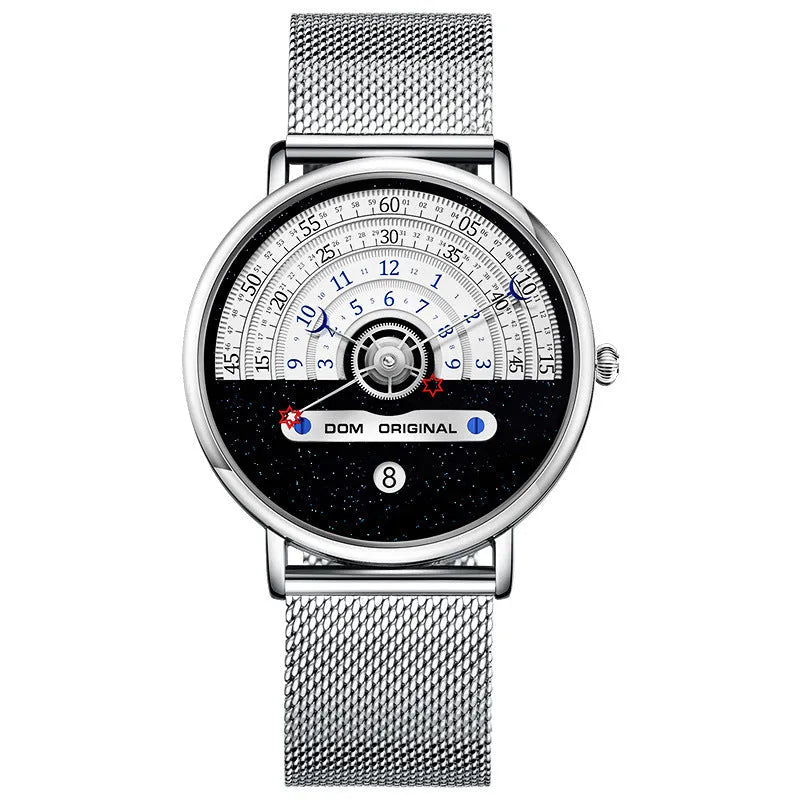 Men's gold and silver sports watch with 40mm round dial and stainless steel strap