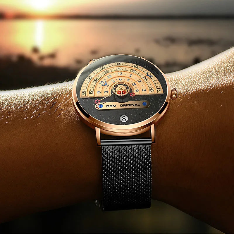 Men's gold and silver sports watch with 40mm round dial and stainless steel strap