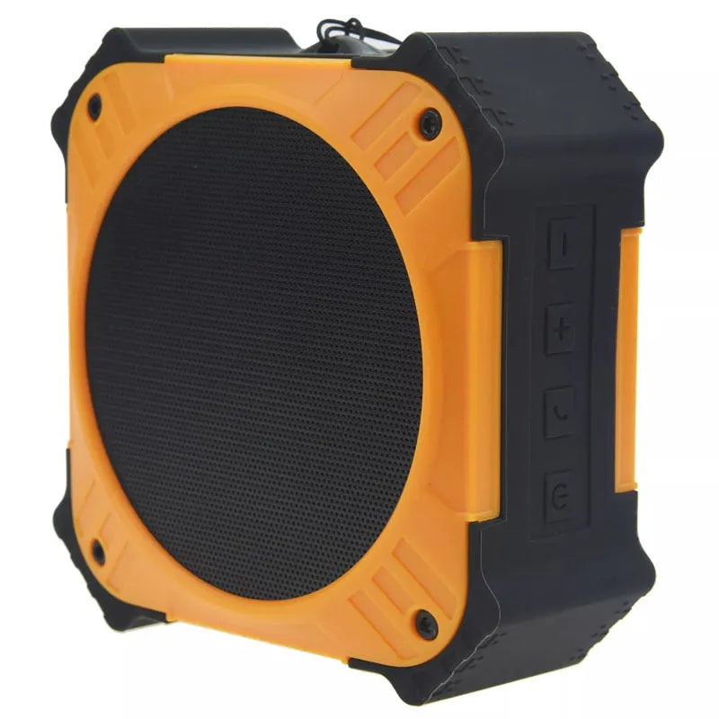 Compact black or blue waterproof portable Bluetooth speaker with lanyard.