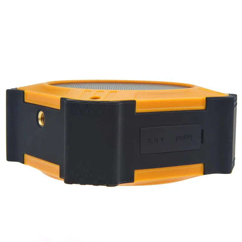 Compact black or blue waterproof portable Bluetooth speaker with lanyard.