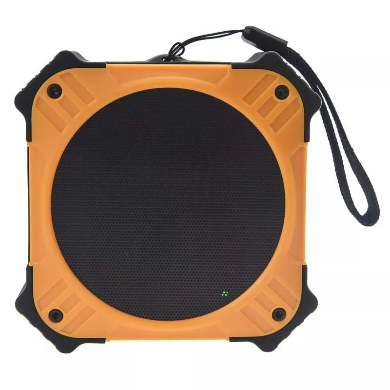 Compact black or blue waterproof portable Bluetooth speaker with lanyard.