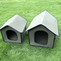 Grey composite EVA waterproof pet house for dogs or cats, medium size, folded exterior