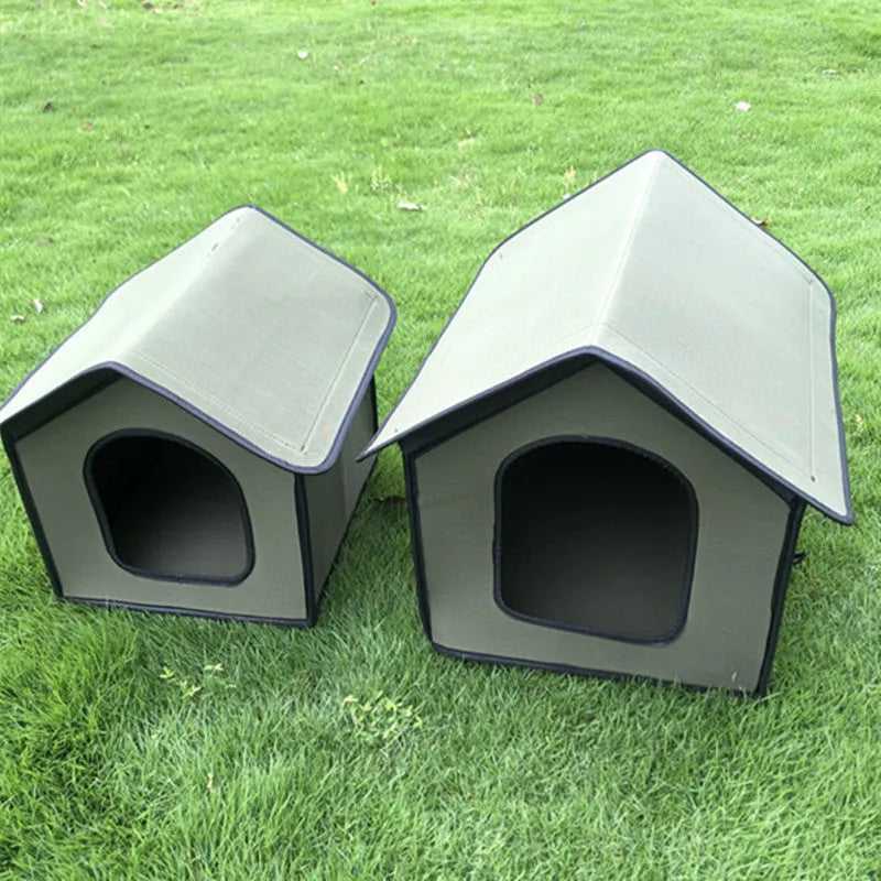 Grey composite EVA waterproof pet house for dogs or cats, medium size, folded exterior
