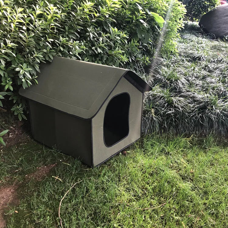 Grey composite EVA waterproof pet house for dogs or cats, medium size, folded exterior