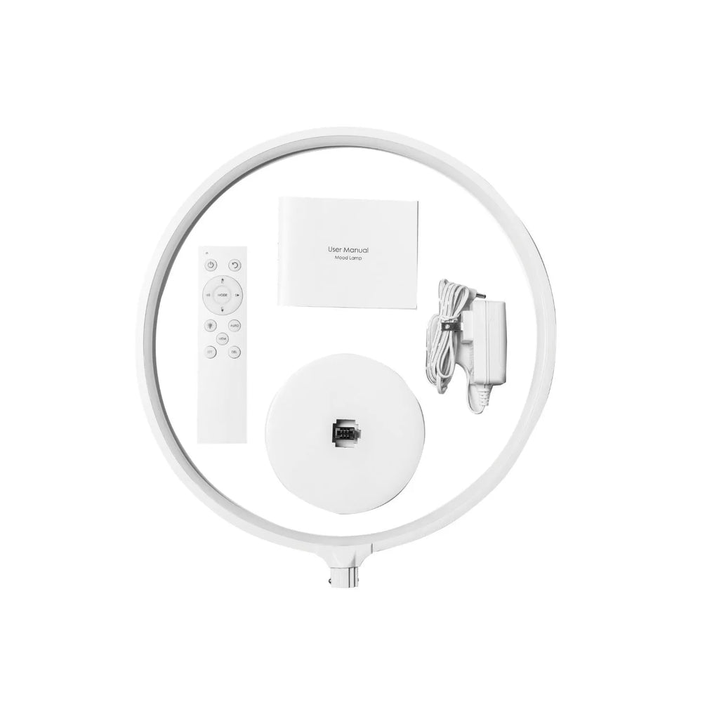 Full Moon Lamp table lamp with circular design showing adjustable white and coloured lighting options