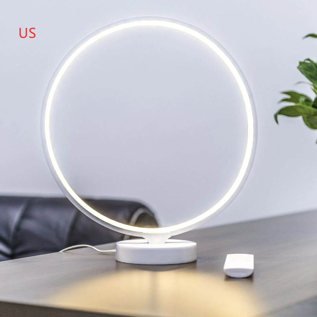 Full Moon Lamp table lamp with circular design showing adjustable white and coloured lighting options