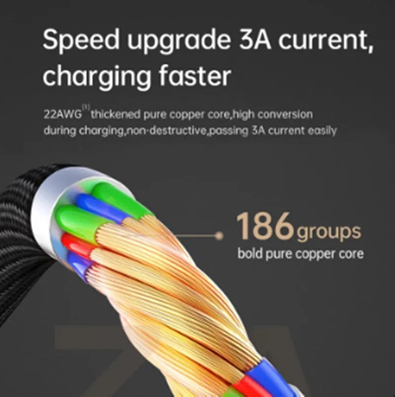 Black MFi-certified Lightning to USB cable for iPhone with dual-colour LED status light