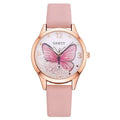 Gaiety ladies watch with removable rhinestone butterfly decoration on round 39mm dial with leather strap