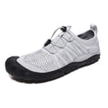 Black elastic band water shoes with mesh upper and rubber sole for outdoor swimming and river tracing.