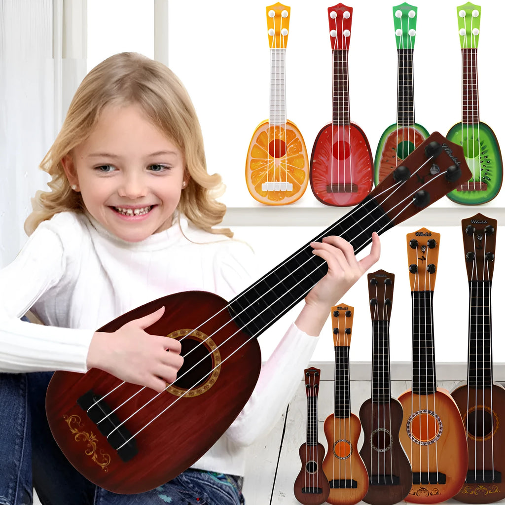 Retro guitar toy simulation ukulele musical instrument for children in safety plastic