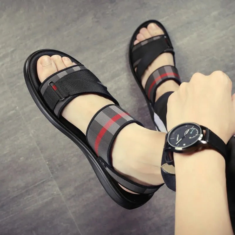 Youth sports leisure sandals with Lycra fabric upper and polyurethane sole